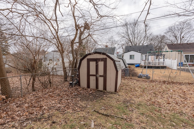 view of outbuilding featuring a playground