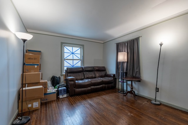 living room featuring dark hardwood / wood-style floors