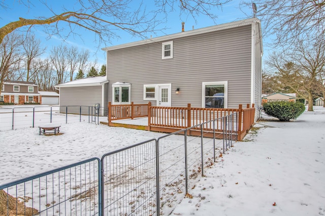 view of snow covered property