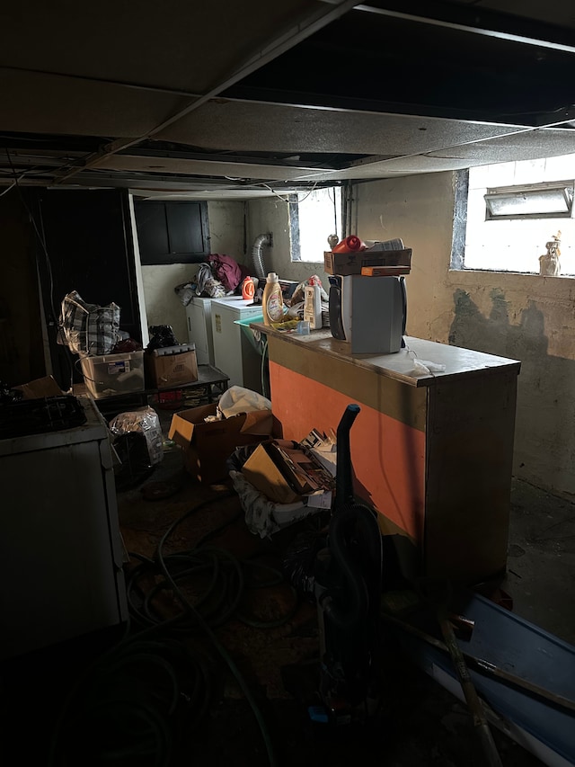 basement featuring separate washer and dryer