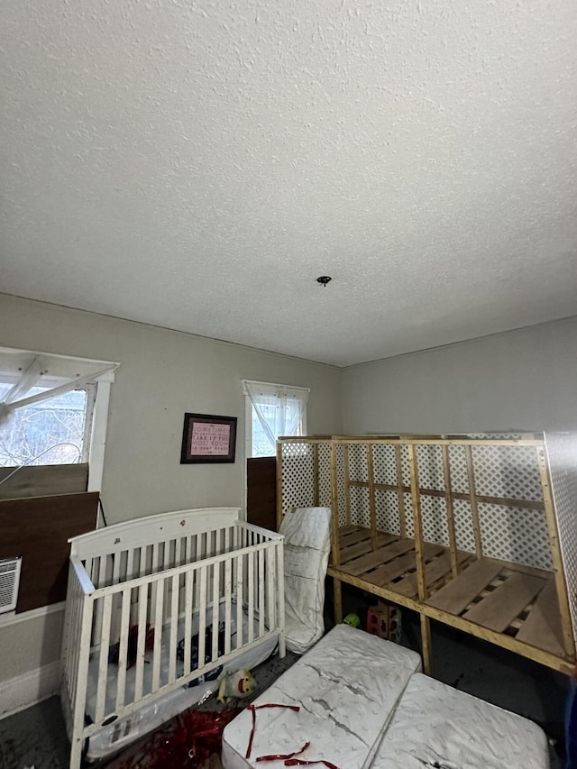 bedroom with a textured ceiling