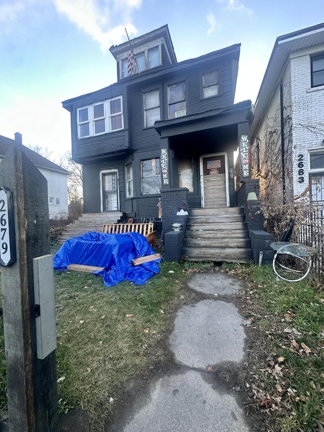 view of front facade featuring covered porch