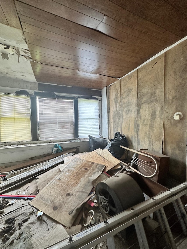 miscellaneous room featuring wooden ceiling