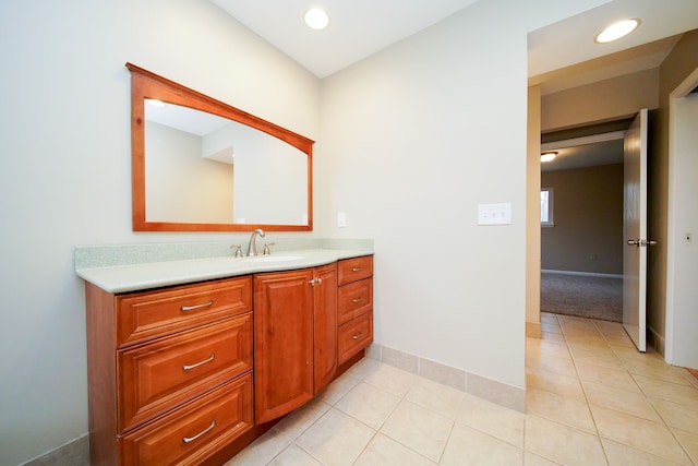 bathroom featuring vanity and tile patterned floors