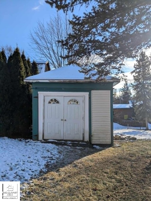 view of snow covered structure