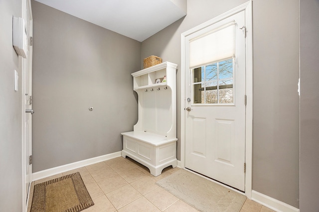 mudroom featuring light tile patterned floors