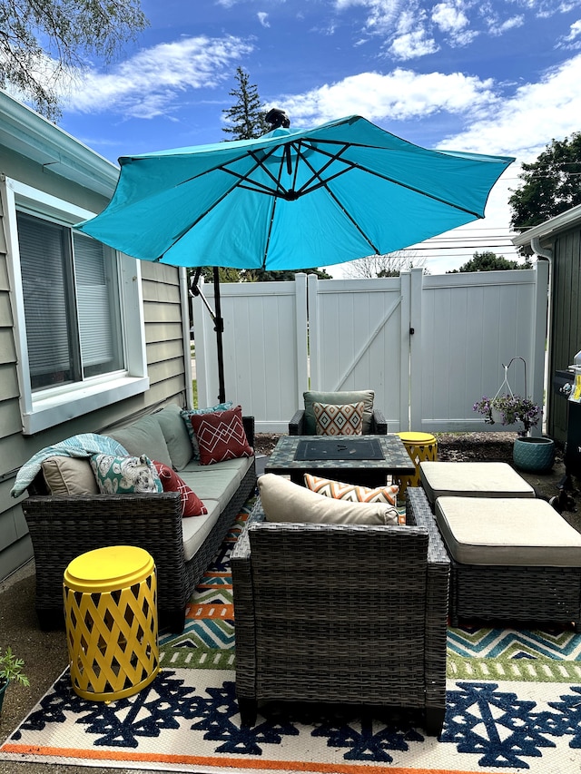 view of patio / terrace with an outdoor hangout area