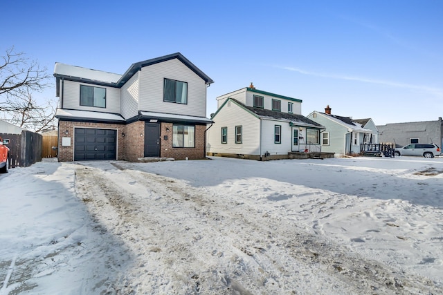 view of front property with a garage