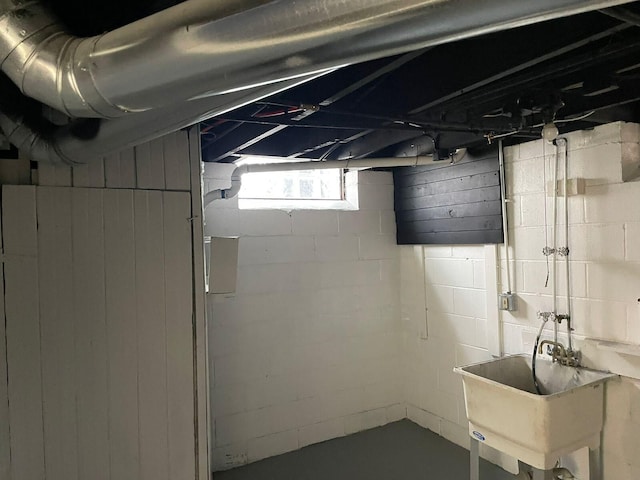 basement featuring sink