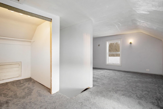 additional living space featuring carpet floors and lofted ceiling