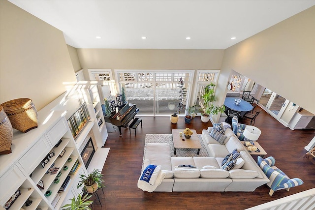 living room featuring dark hardwood / wood-style floors