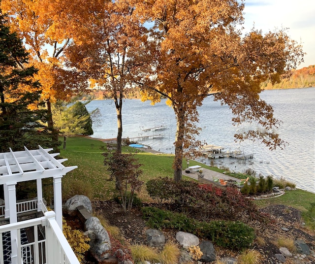 view of yard with a water view