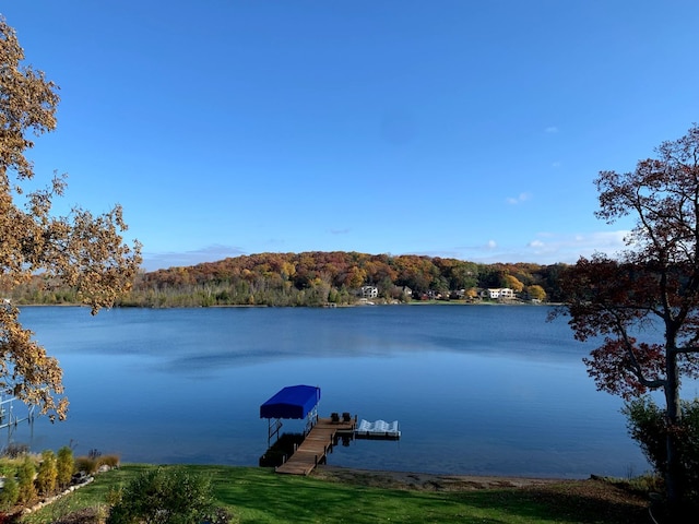 water view with a boat dock