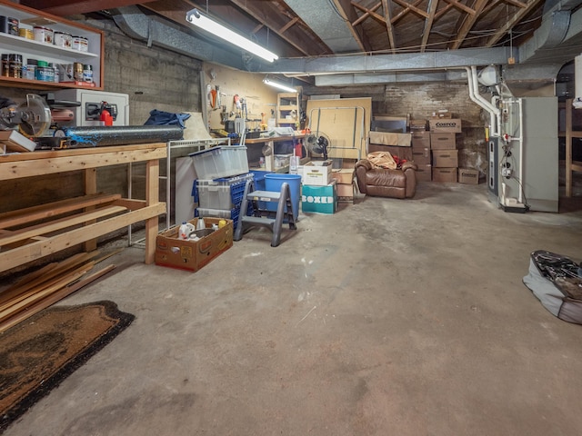 basement with heating unit