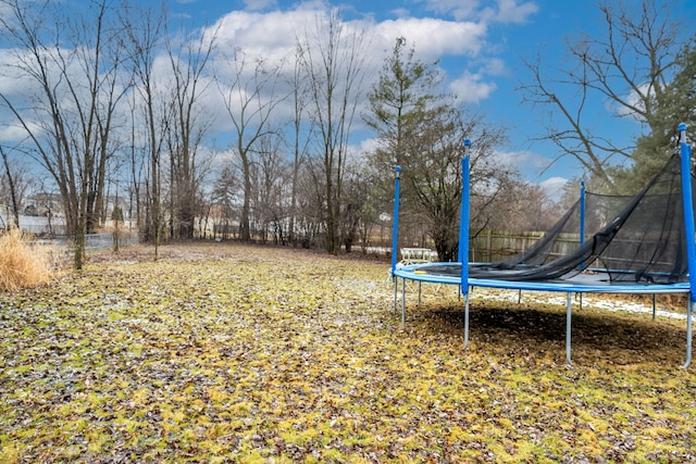 view of yard with a trampoline