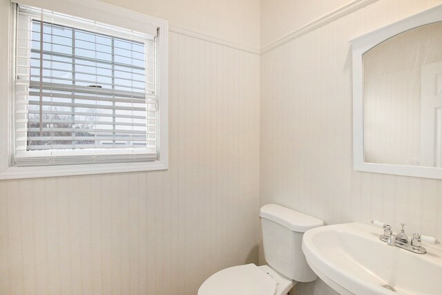 bathroom featuring sink, a wealth of natural light, and toilet