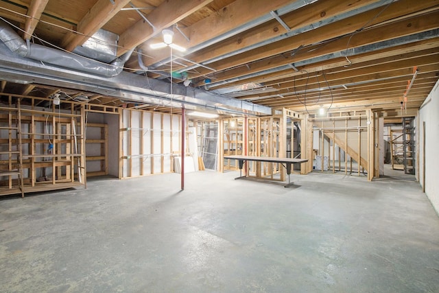 view of unfinished basement