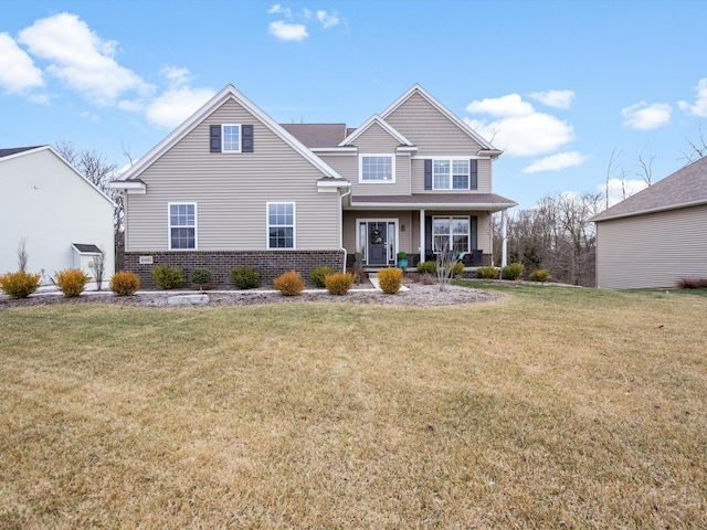 front facade with a front lawn