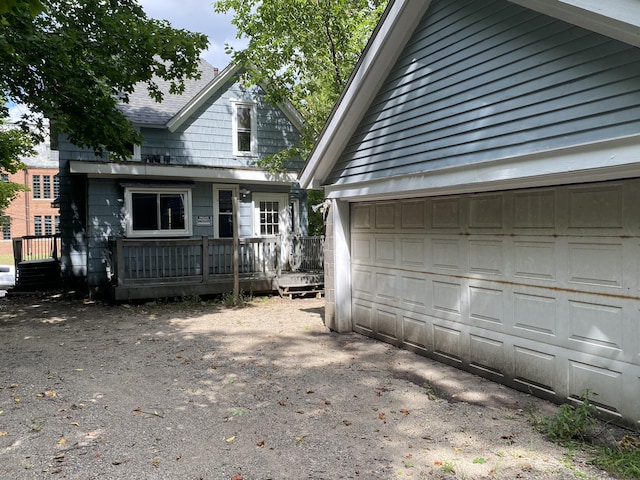 exterior space with a garage