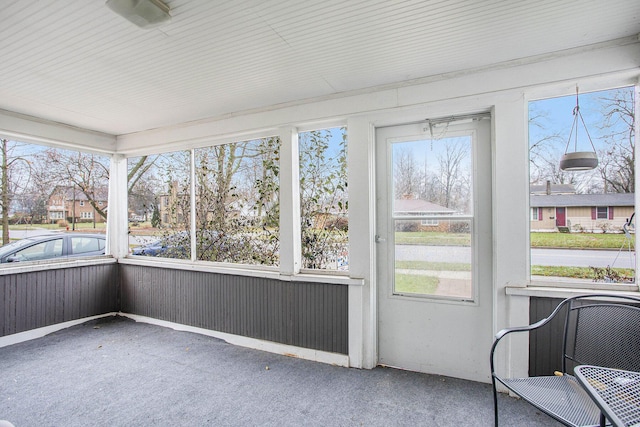 view of unfurnished sunroom