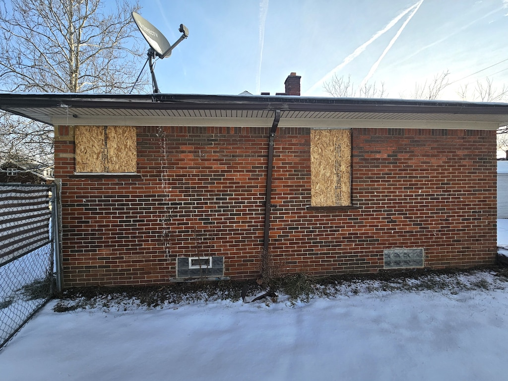 view of snowy exterior