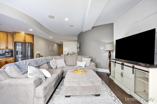 living room featuring dark hardwood / wood-style floors