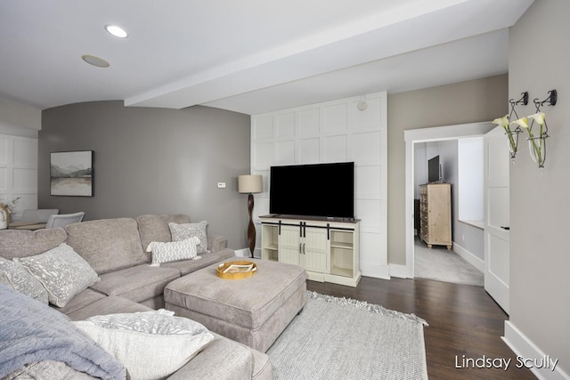 living room featuring dark hardwood / wood-style floors