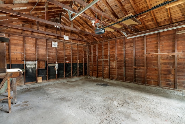 garage with a garage door opener