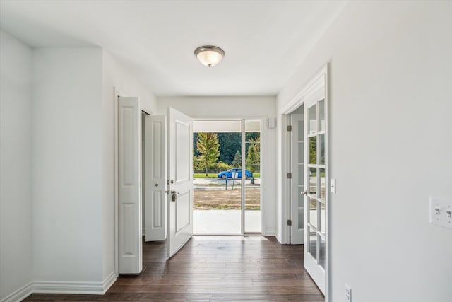 interior space with dark hardwood / wood-style flooring