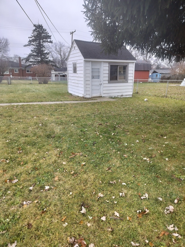 exterior space with an outbuilding