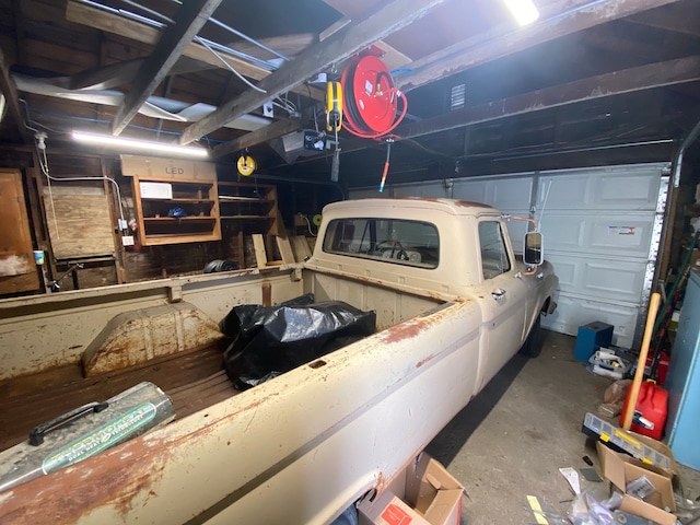 garage with a garage door opener