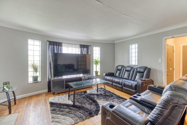 living room with light wood-type flooring