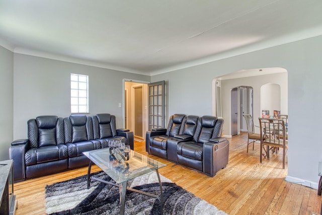 living room featuring wood-type flooring