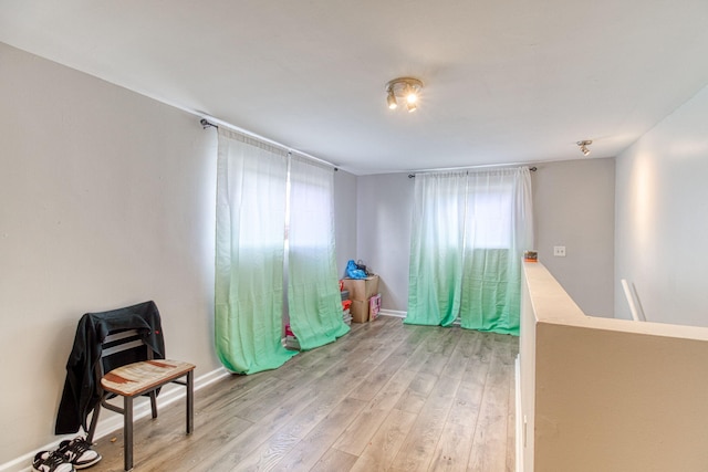 living area with light wood-type flooring