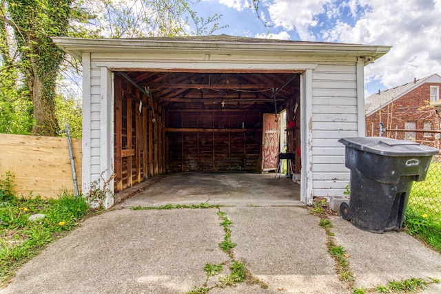 view of outbuilding featuring a garage