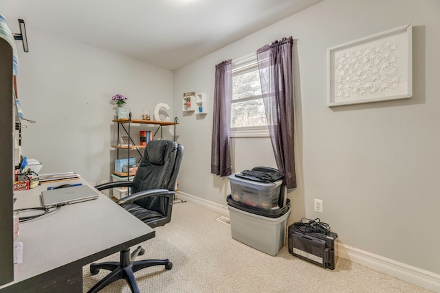 view of carpeted home office