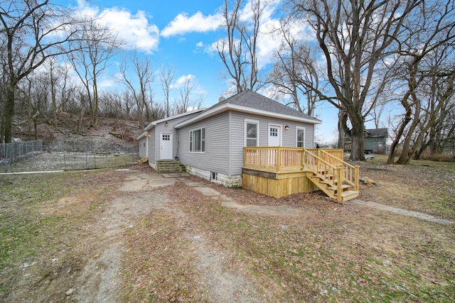 view of front of home featuring a deck