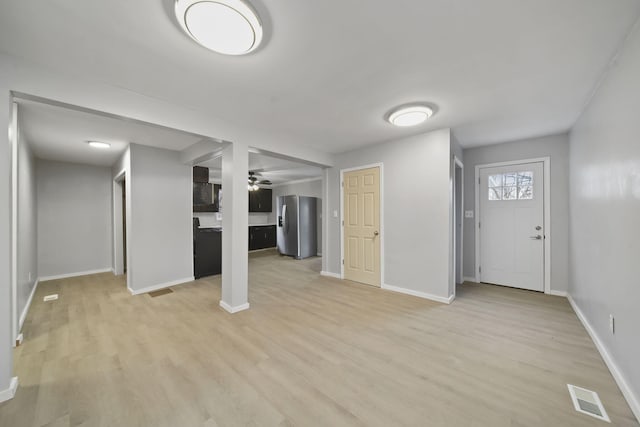 unfurnished living room featuring light hardwood / wood-style flooring