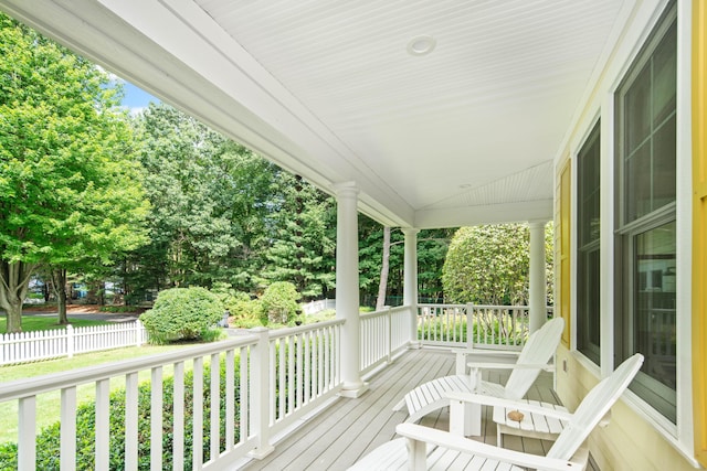 wooden deck with covered porch