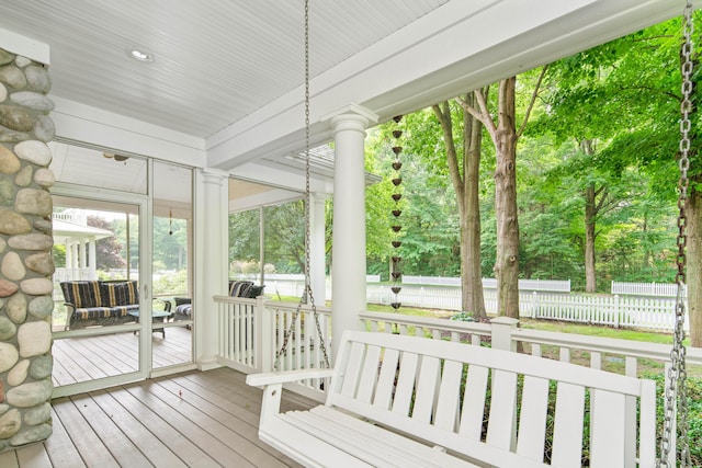 view of unfurnished sunroom