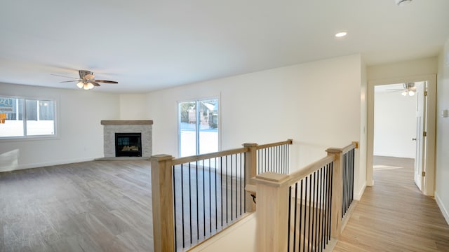 hallway with light wood-type flooring