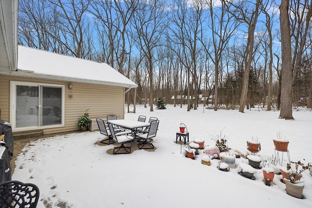 view of yard covered in snow