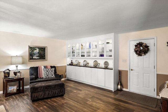 sitting room featuring dark hardwood / wood-style floors