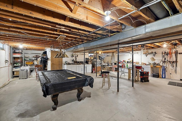 5400 Grange Hall Rd, Holly, MI 48442 - unfinished below grade area featuring a workshop area and billiards