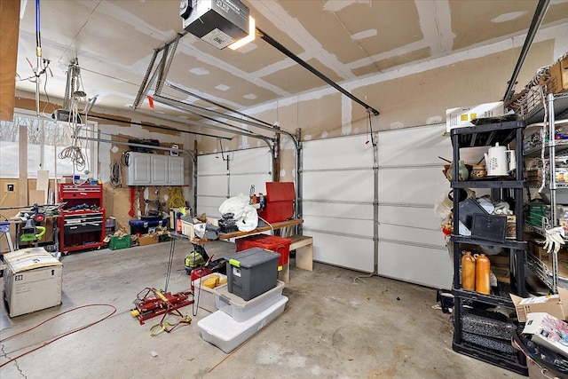 garage with a garage door opener