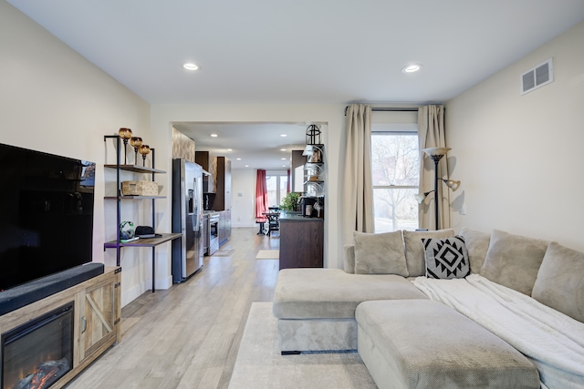 living room with light wood-type flooring