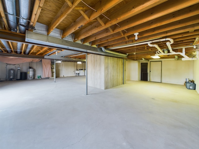 basement featuring water heater