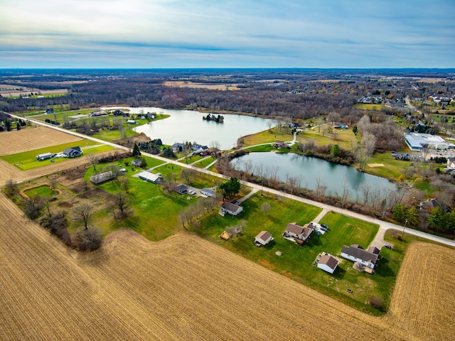 bird's eye view featuring a water view