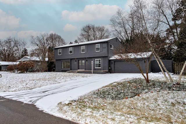 front facade with a garage