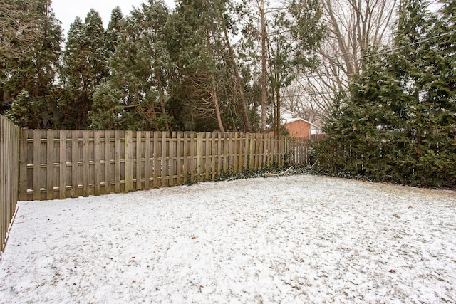 view of yard covered in snow